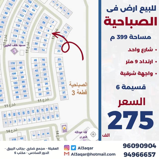ارض للبيع في الصباحية