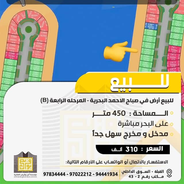 ارض للبيع في صباح الاحمد البحريه