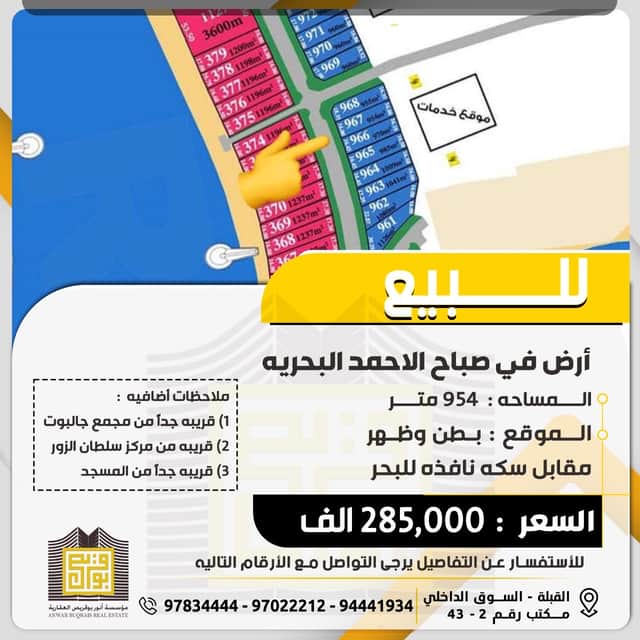 ارض للبيع في صباح الاحمد البحريه