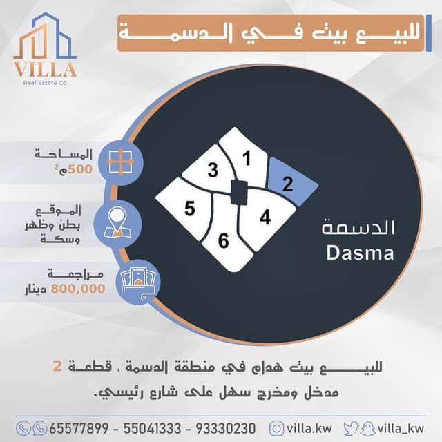 بيت هدام للبيع في الدسمه