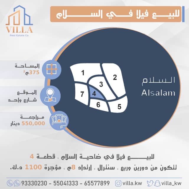 فيلا للبيع في ضاحية السلام