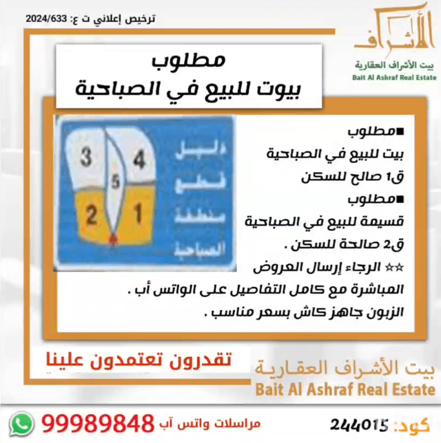 مطلوب بيت للبيع في الصباحية