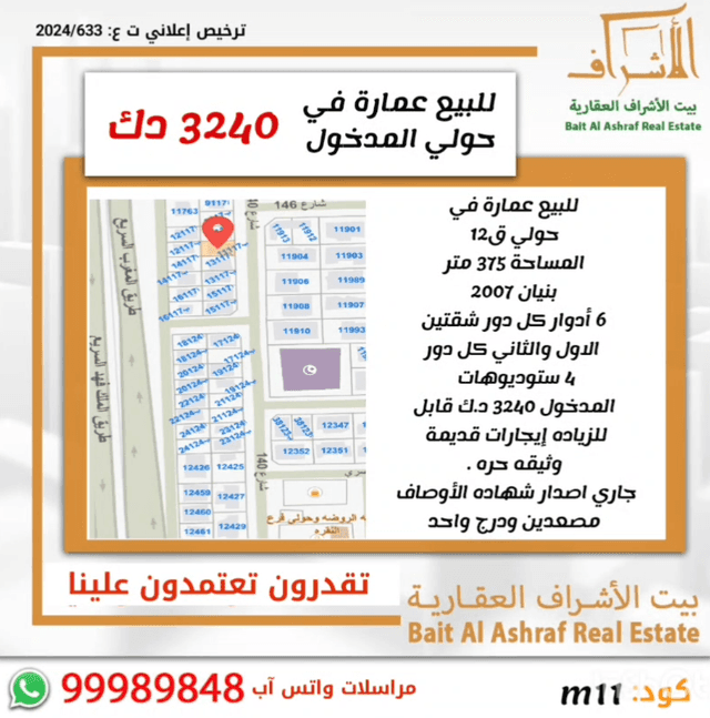 للبيع عمارة فى حولي قطعة 12