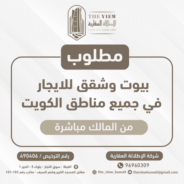 مطلوب بيوت وشقق للايجار بجميع المناطق