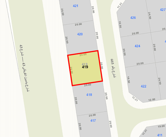 أرض للبيع فى منطقة الزهراء قطعة 6