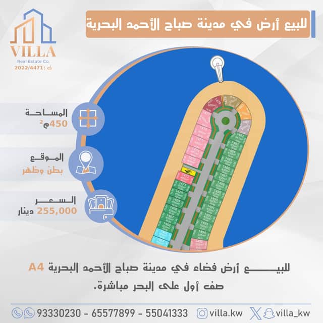 أرض فضاء للبيع فى البحرية بطن وظهر