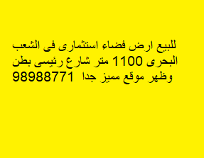 أرض استثمارى للبيع فى الشعب البحرى