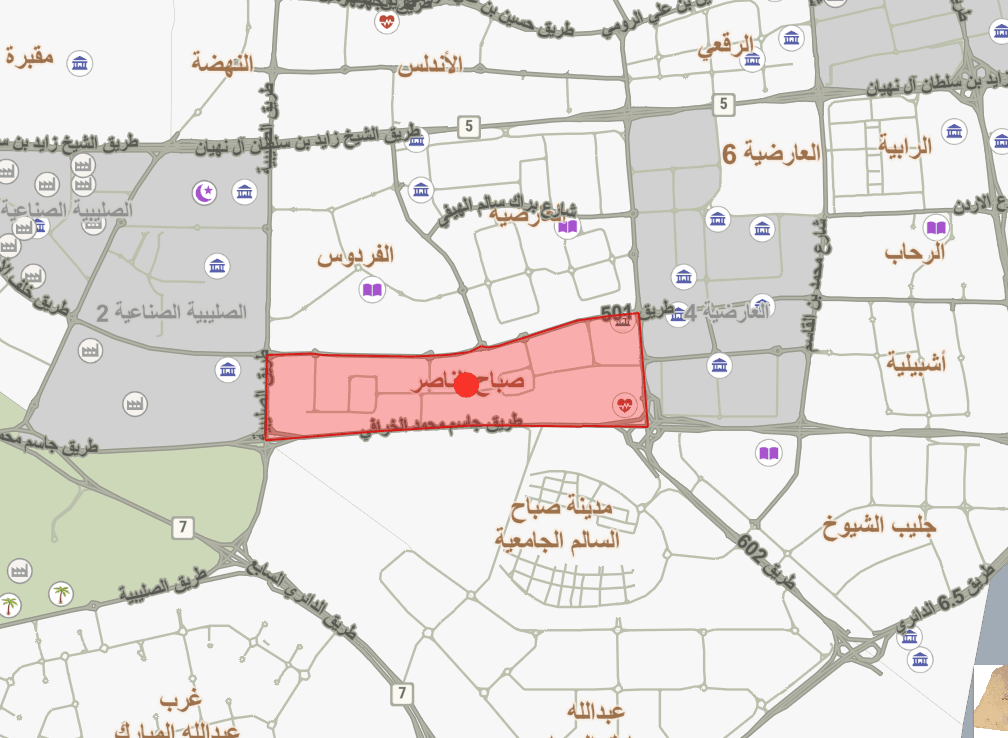 أرض بطن و ظهر للبيع في صباح الناصر