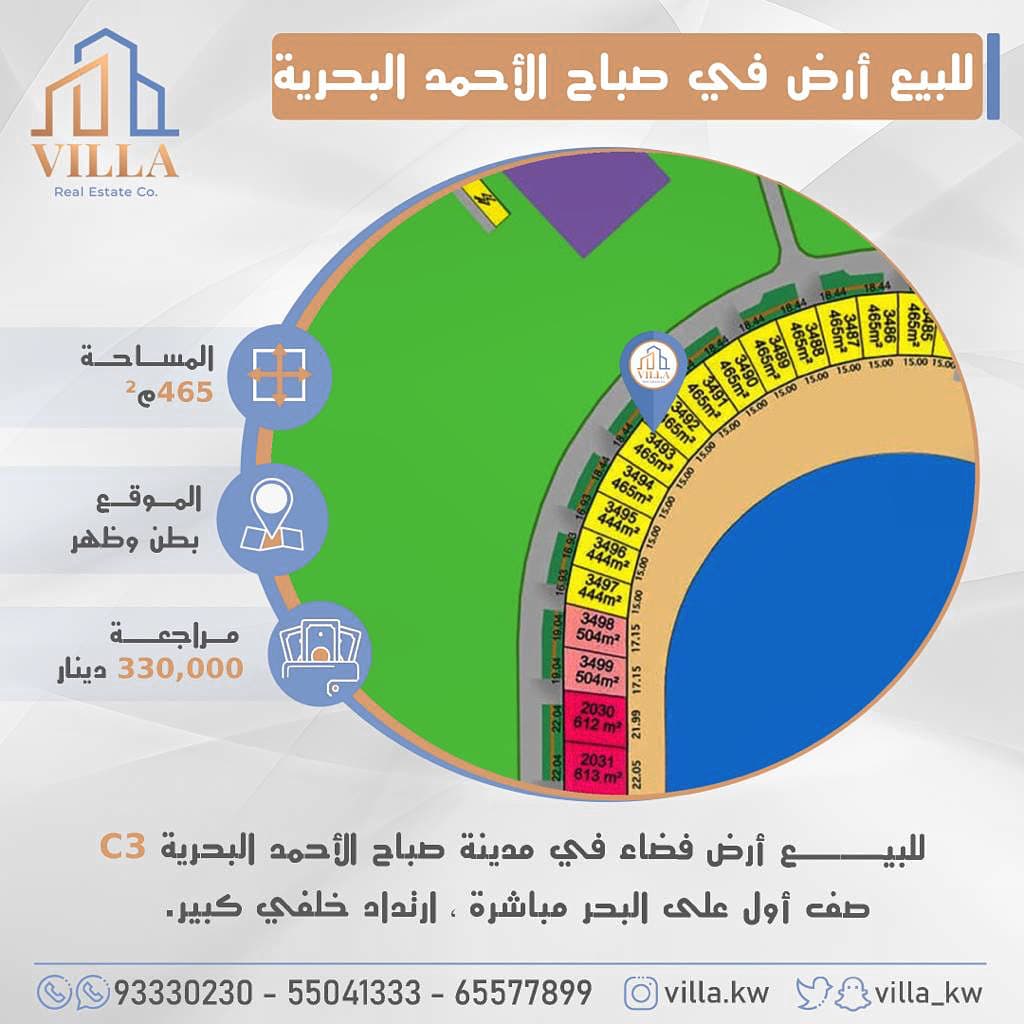 ارض للبيع في مدينة صباح الأحمد