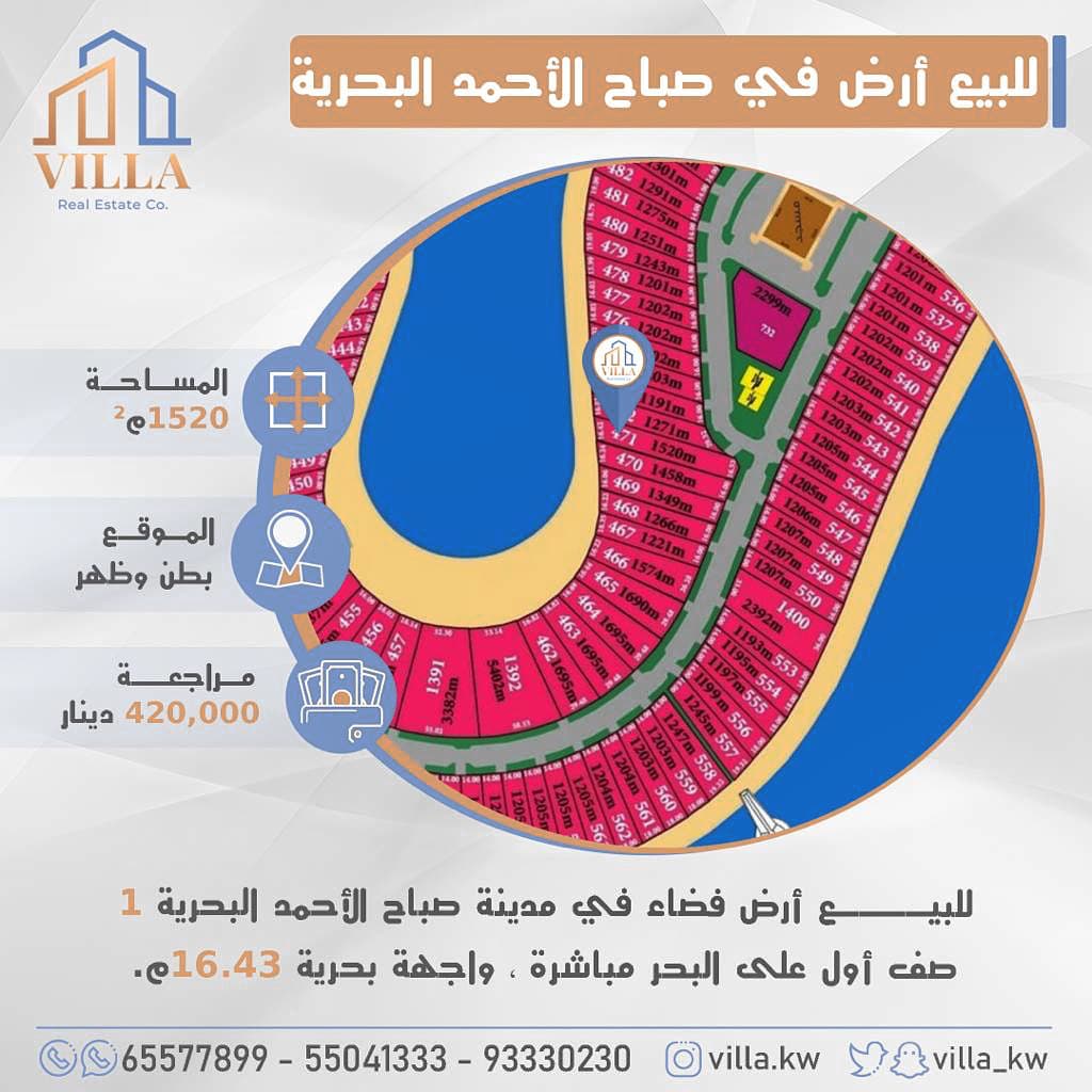 ارض للبيع في منطقة صباح الأحمد