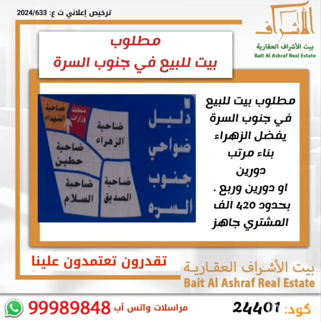 مطلوب بيت للبيع فى جنوب السرة