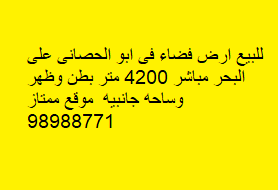 للبيع أرض فضاء فى ابوالحصانى