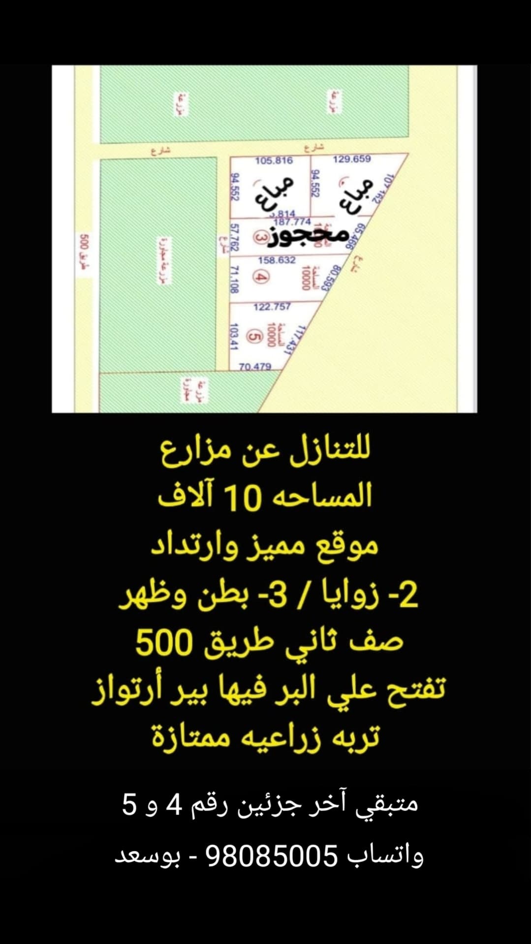 للتنازل عن مزارع بالوفره موقع مميز