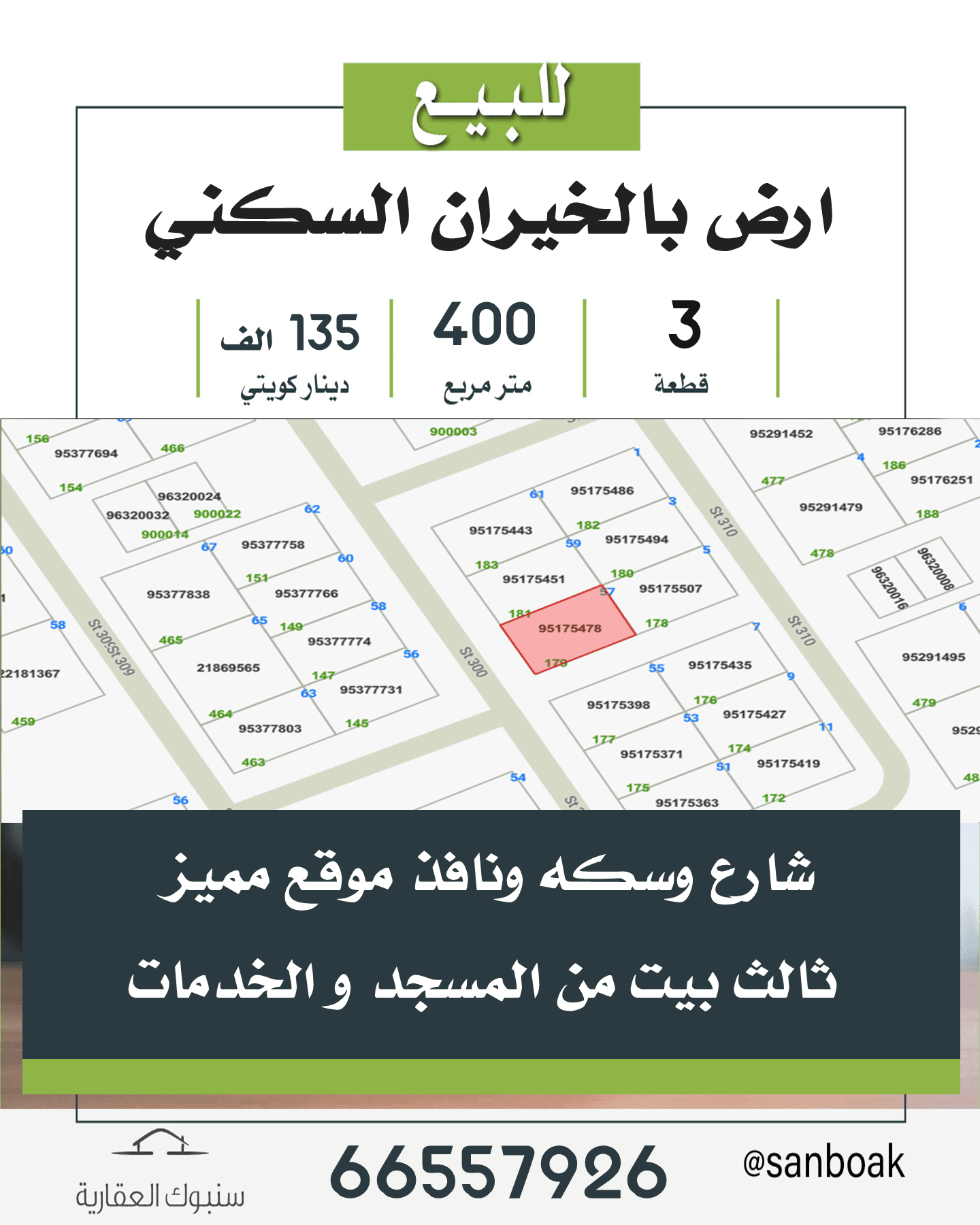 ارض للبيع فى الخيران السكنى