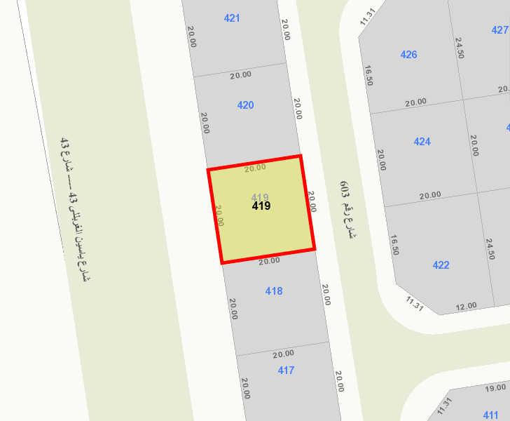 أرض للبيع فى منطقة الزهراء قطعة 6