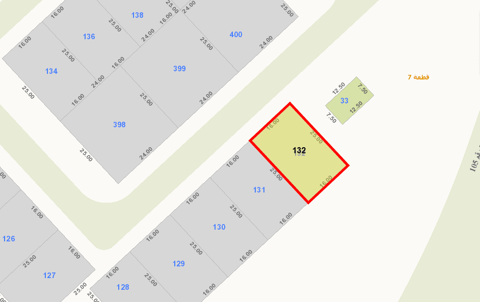 أرض للبيع فى منطقة الخيران السكني قطعة 7