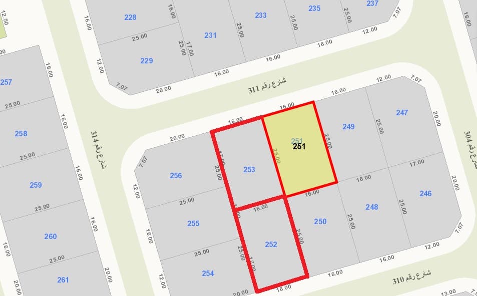 للبيع أراضي فى منطقة المسايل قطعة 3