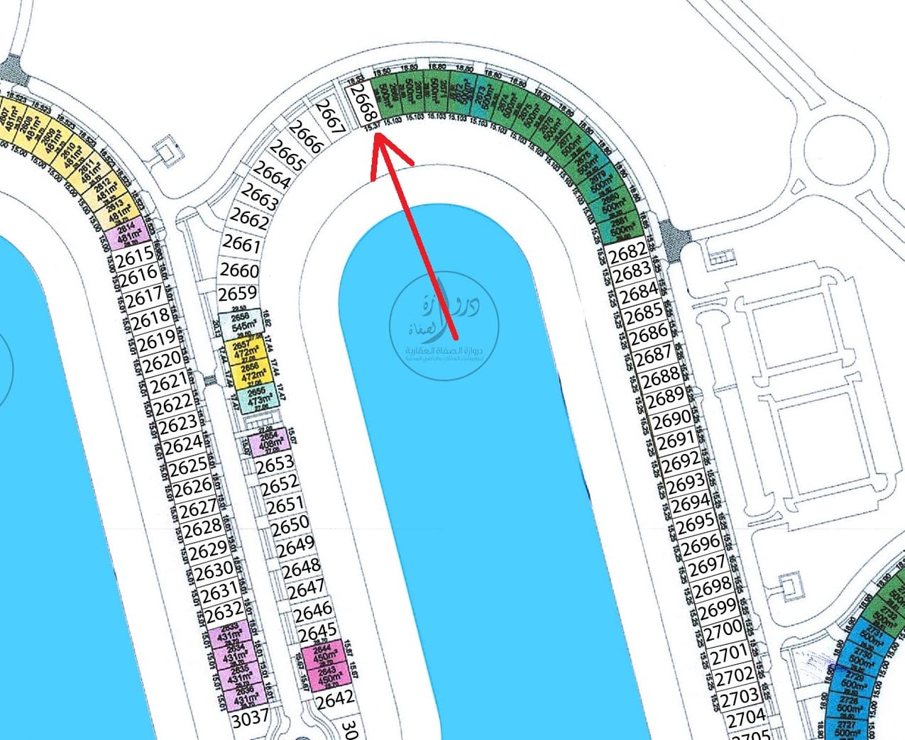 أرض للبيع فى صباح الاحمد البحرية ثلاث واجهات