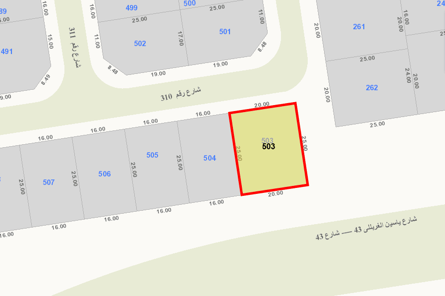 للبيع أرض بالزهراء بطن وظهر وسكة