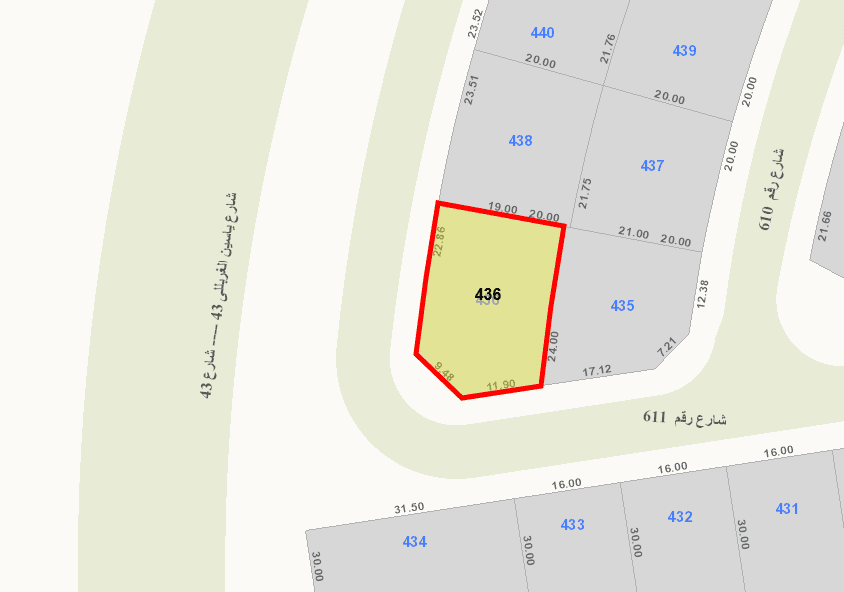 للبيع أرض زاوية بمنطقة الزهراء قطعة 6