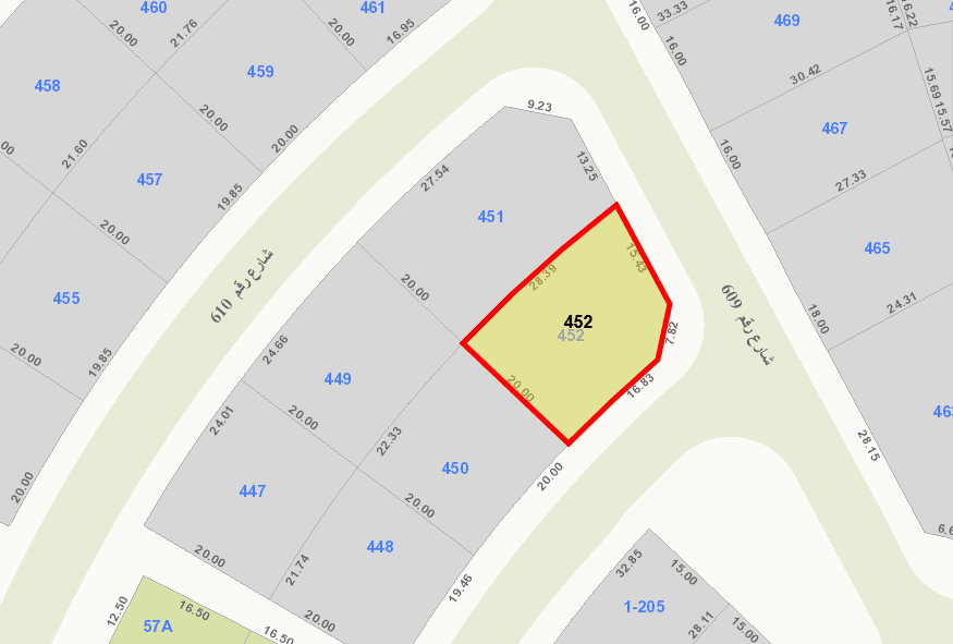 للبيع أرض زاوية فى منطقة بالزهراء قطعة 6