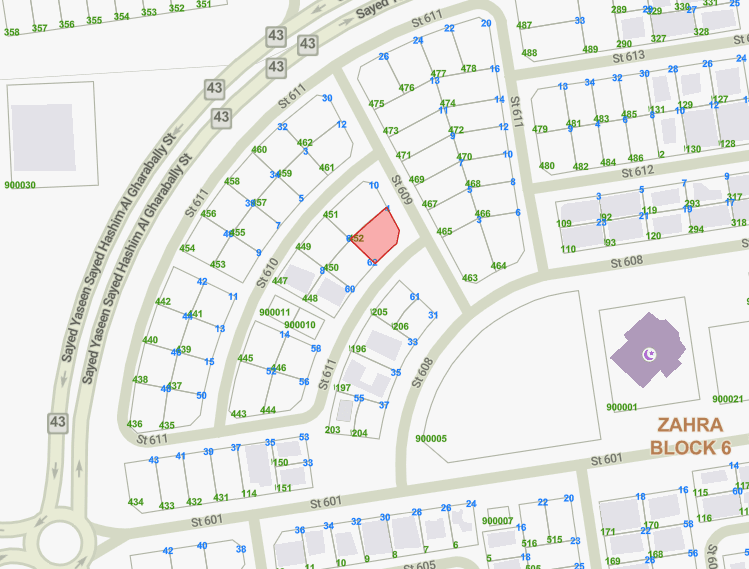 للبيع أرض زاوية فى منطقة بالزهراء قطعة 6
