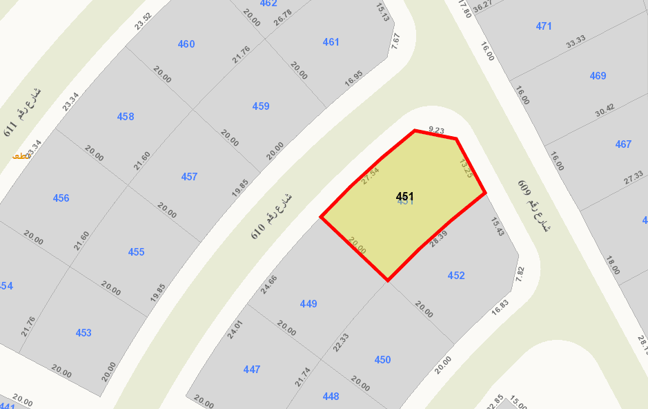 للبيع أرض فى منطقة الزهراء زاوية شرقية