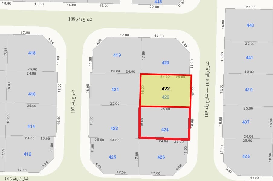 أرضين بجانب بعض للبيع فى الزهراء قطعة 1