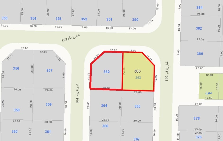 أرضين بجانب بعض للبيع بالزهراء قطعة 1