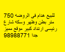 بيت هدام للبيع فى الروضة