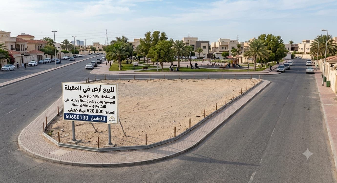 ارض للبيع فى العقيله ثلاث واجهات