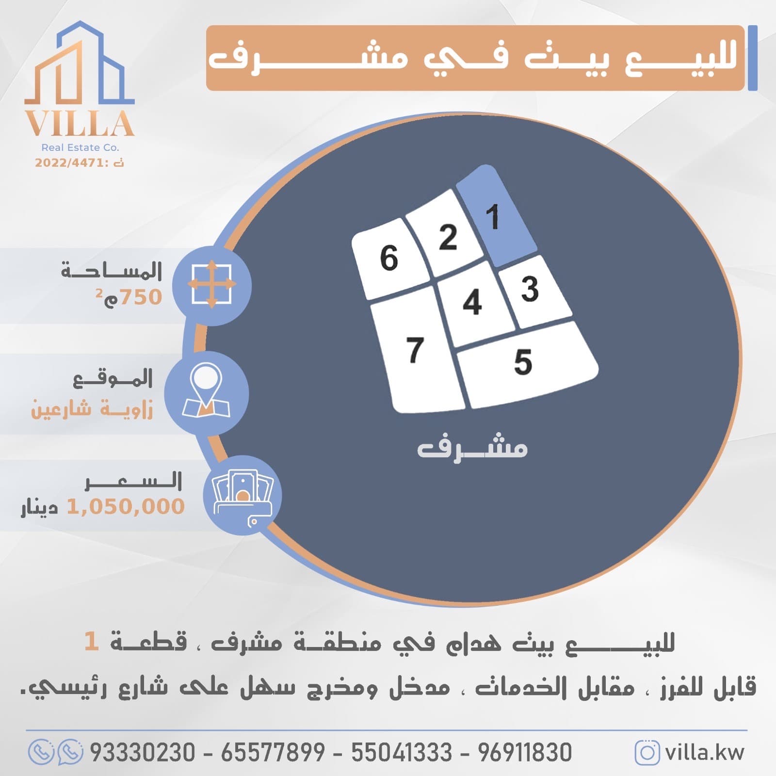 بيت هدام للبيع فى منطقة مشرف