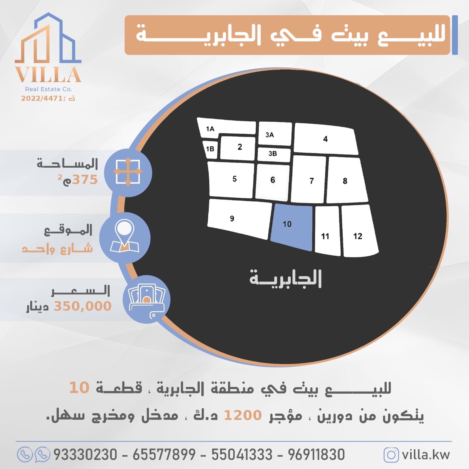 بيت دورين للبيع فى الجابرية