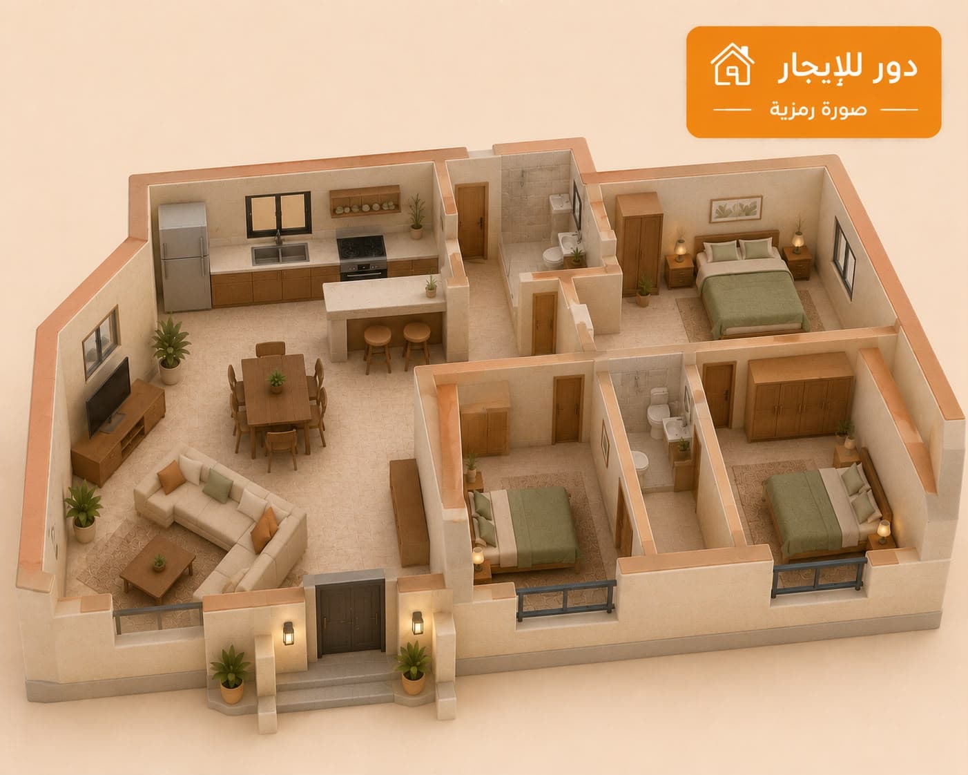 دور للإيجار فى بيان من 4 غرف