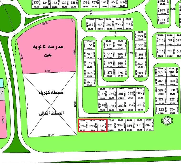 للبيع 3 اراضي بالفنيطيس بطن وظهر وارتداد