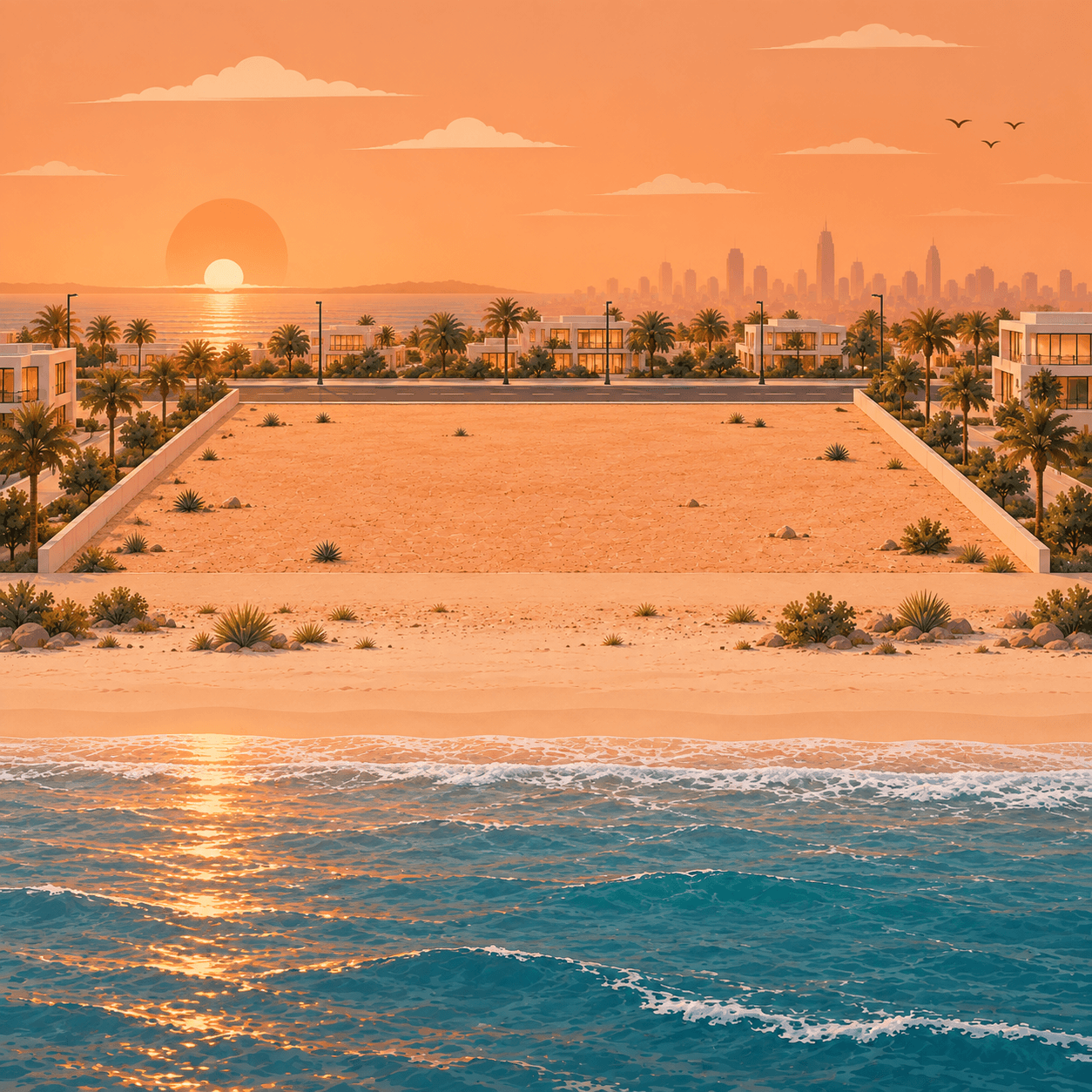 للبيع ارض علي البحر في المرحلة الرابعة