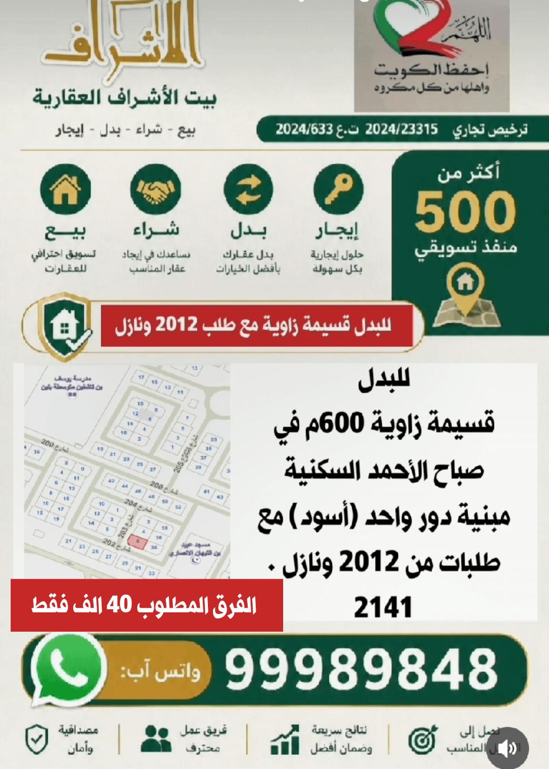 للبدل قسيمة فى صباح الاحمد السكنيه مع طلب - صورة 2